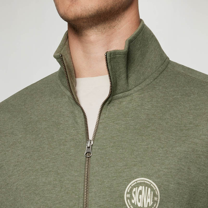 MattsSi Zip Sweat Cardigan - Oil Green Melange