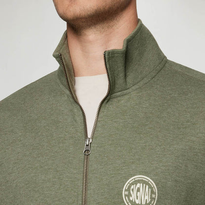 MattsSi Zip Sweat Cardigan - Oil Green Melange
