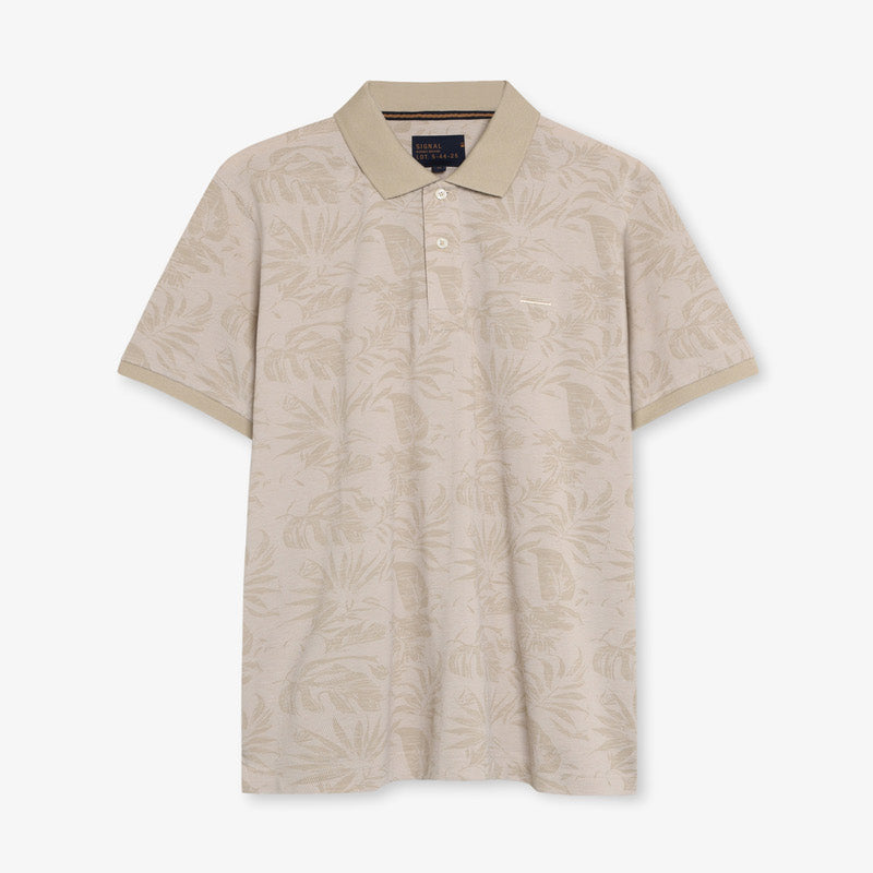 RavenSi Aop Jaquard Polo - Warm beige