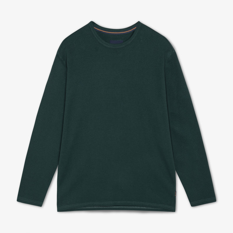 13632 FredSi Waffle Tee LS - Evergreen