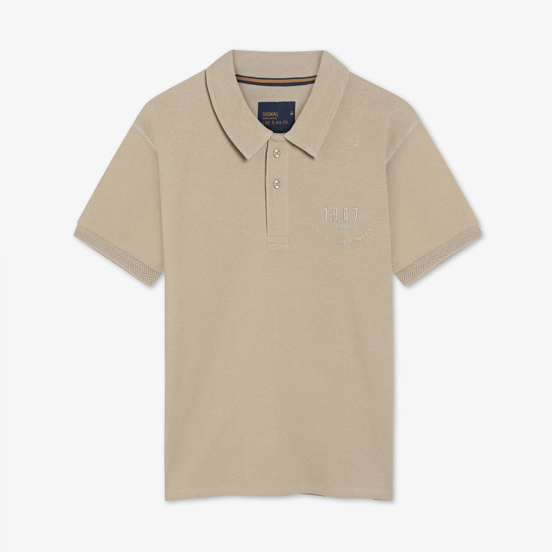 13657 LeonSi Heavy Emb. Polo - Sandy Taste