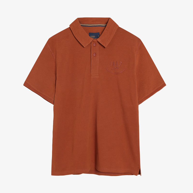 13657 LeonSi Heavy Emb. Polo - Rusty Red