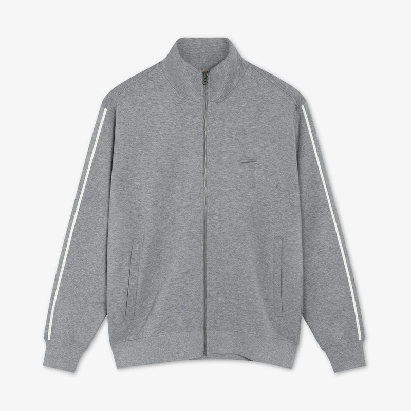 17244 KevinSi Zip Sweat Cardigan - Mid Grey Melange