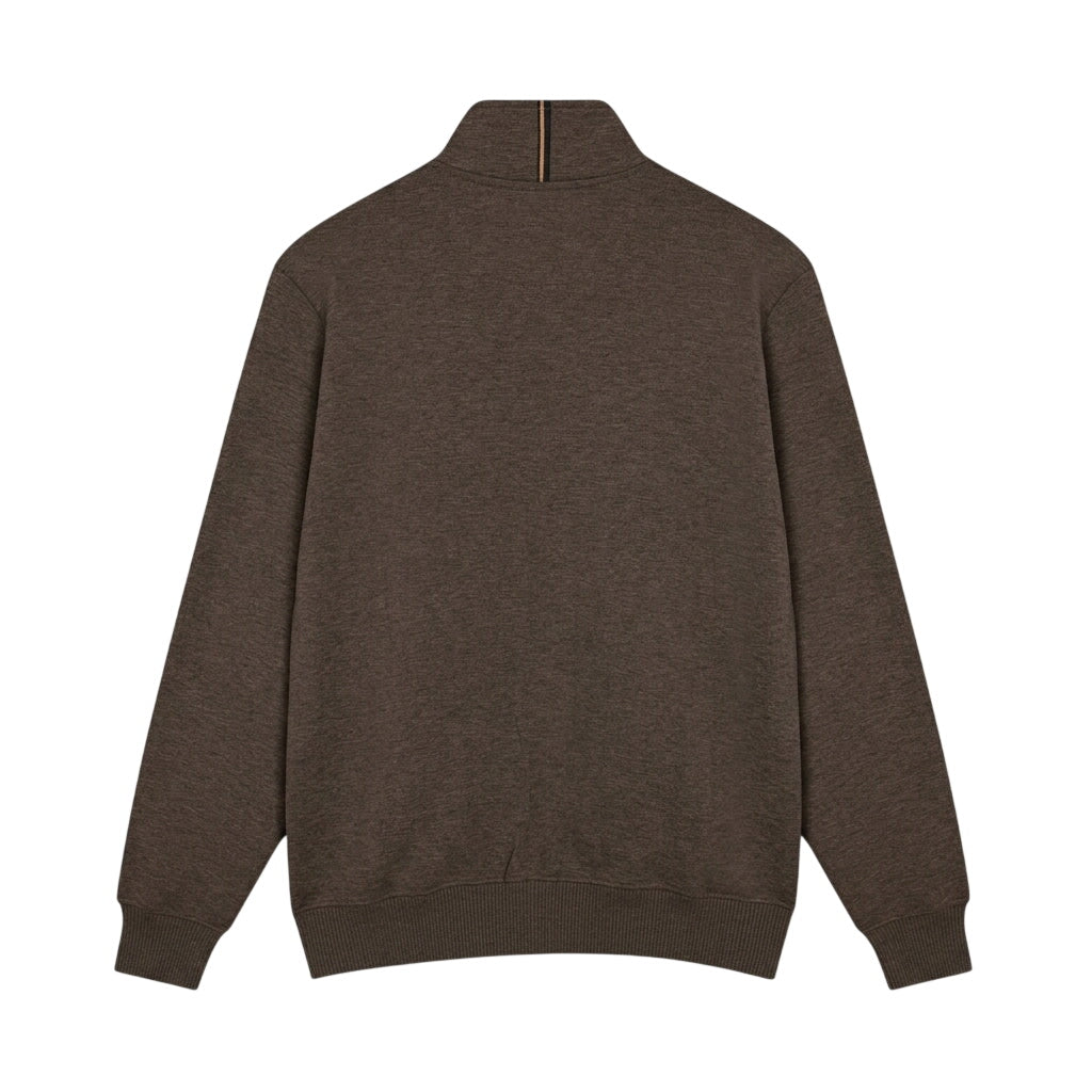 17244 KevinSi Zip Sweat Cardigan - Brown Coffee