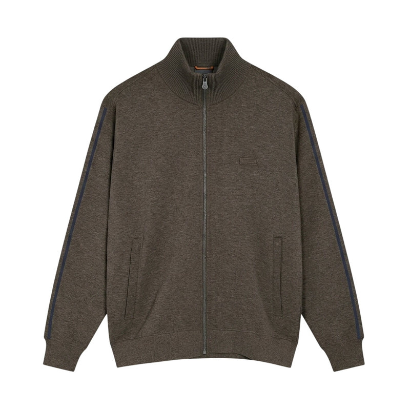 17244 KevinSi Zip Sweat Cardigan - Brown Coffee