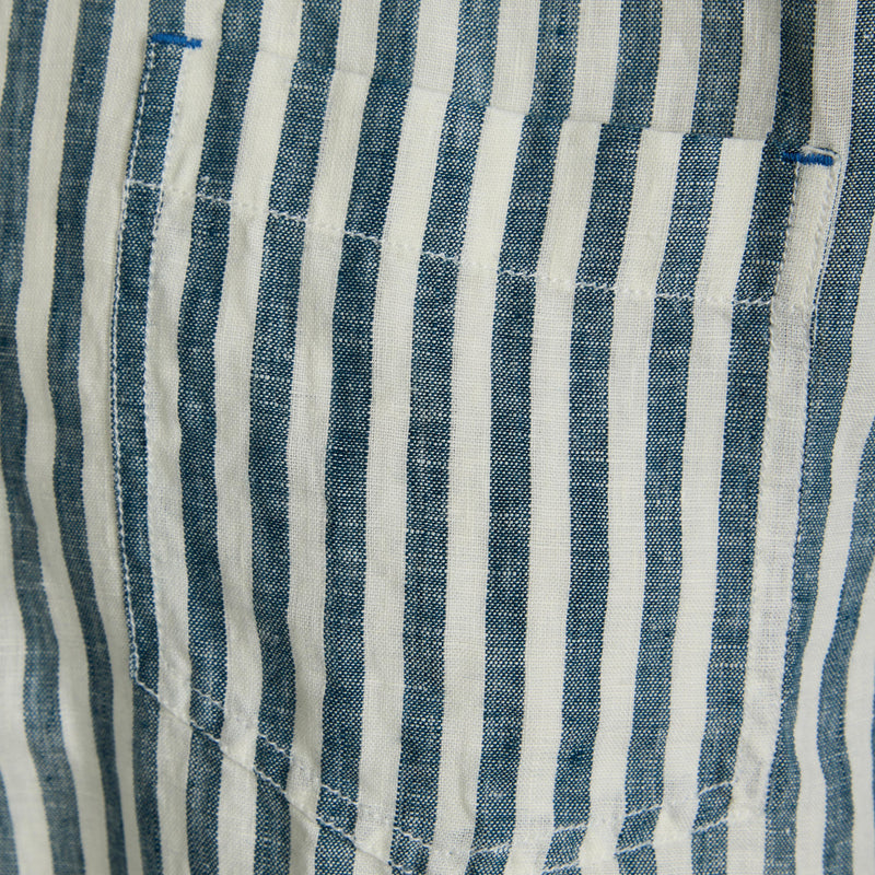 Greg Linen Stripe - Stormy blue