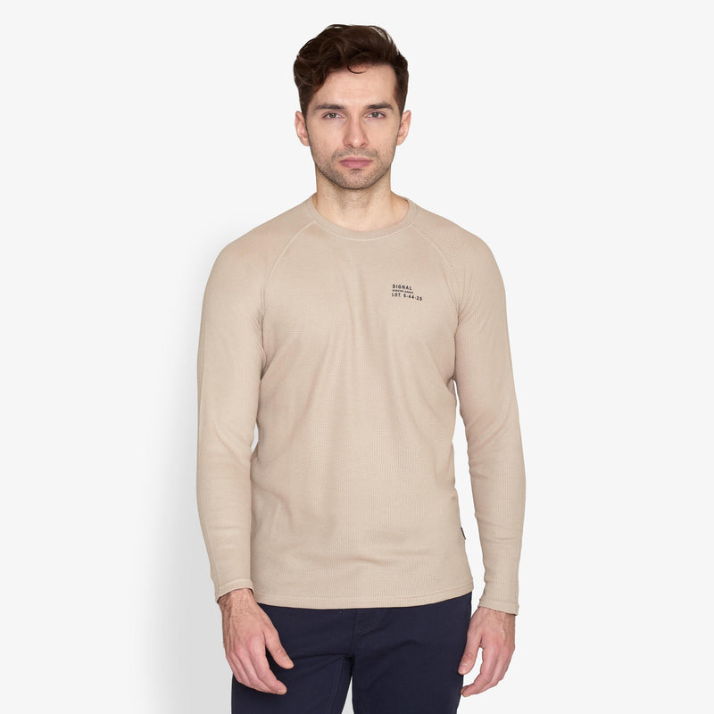 SiPedro LS Waffle tee - Pure cashmere